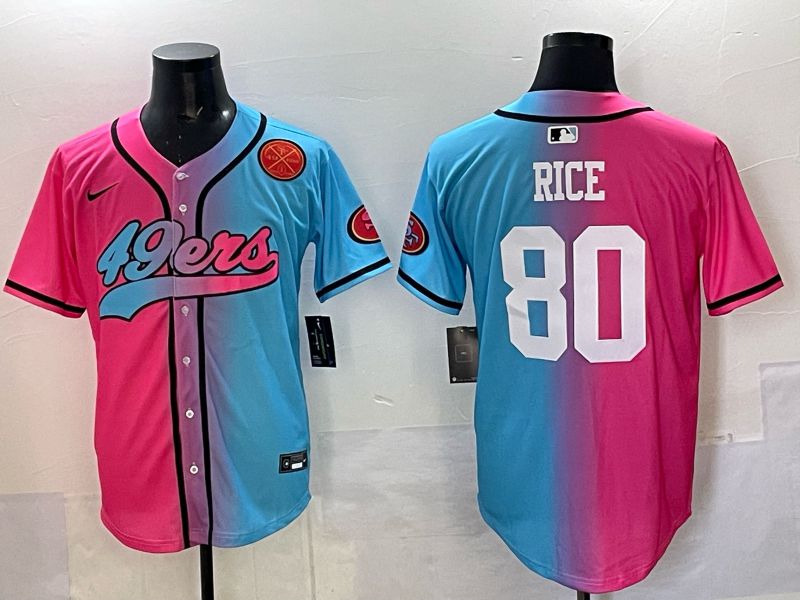 Men 2025 San Francisco 49ers #80 Rice Pink Blue Nike Limited NFL Jersey 011->san francisco 49ers->NFL Jersey